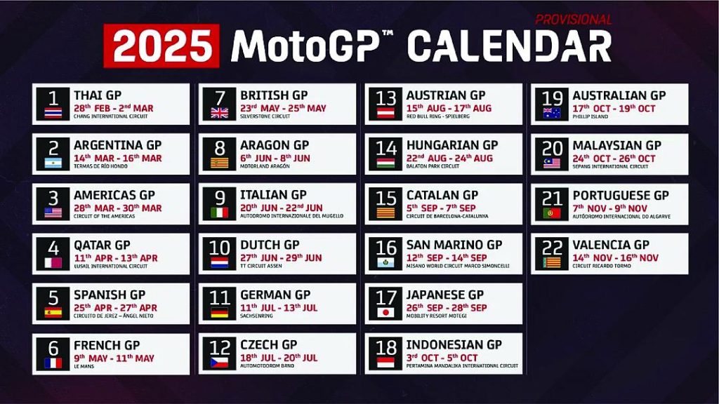 2025 MotoGP Calendar